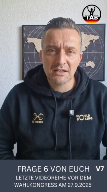 📺 Letzte Videoreihe zum Wahlkampf

Heute schließen wir unsere Videoreihe mit den letzten Antworten auf eure Fragen aus der Community ab. Ab morgen berichten wir dann nur noch direkt aus Pleinfeld und natürlich live vom Wahlkongress.

🙏 Ein großes Dankeschön an alle Unterstützer in diesem Wahlkampf. Für eure Ideen, eure Meinungen, eure Kritik und vor allem für eure ehrliche Leidenschaft für den Amateurboxsport.

Ich freue mich, am Samstag endlich beim Kongress zu sein. Die Delegierten und Landespräsidenten zu treffen und zu erleben, wie wir gemeinsam die Zukunft unseres Sports gestalten können.

Besonders danke ich allen Vereinen, Trainern und Engagierten, die mir geschrieben haben. Euer Input ist unbezahlbar. Ihr seid das Herzstück unseres Sports, die Basis.

🥊 Jetzt heißt es: Blick nach vorn. Für unseren Boxsport, für unsere Gemeinschaft, für die Zukunft.

#TeamAmateurboxen #DBV #Wahlkongress #Amateurboxen